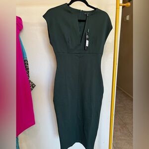 NWT-Fashion Nova Green Sheath Dress with V-Neck